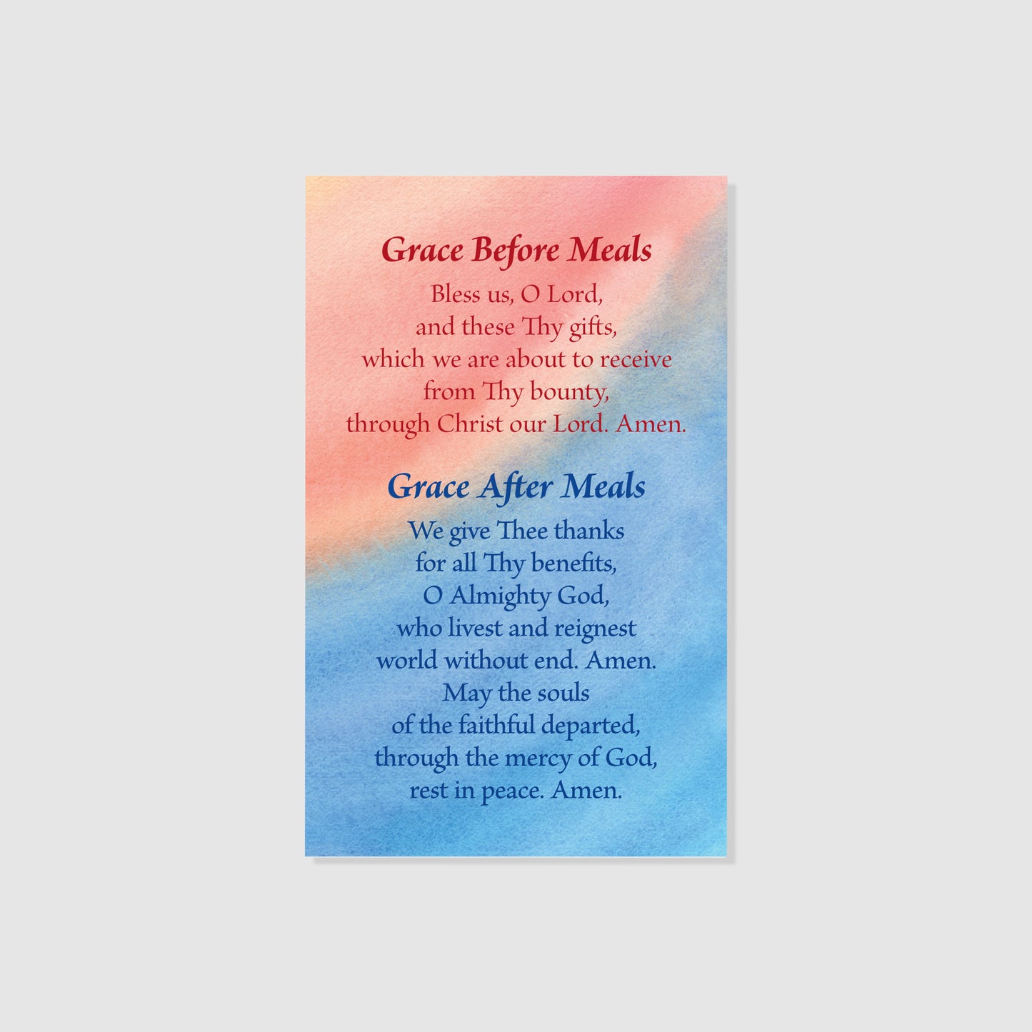 Grace Before and After Meals - Prayer Card