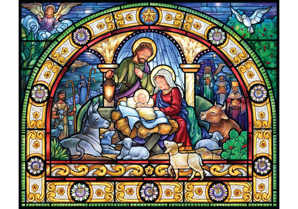 Stained Glass Nativity 1000-Piece Puzzle