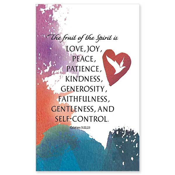 Quote in calligraphy on colorful background featuring a dove in a heart shape. The back is available for personalization except for a small title at the bottom.