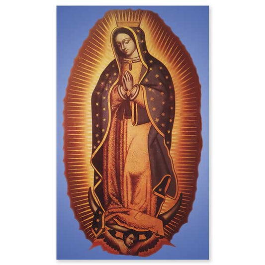 Image of Our Lady of Guadalupe by Fray Miguel de Herrera. This item is not imprintable because both sides are printed.
