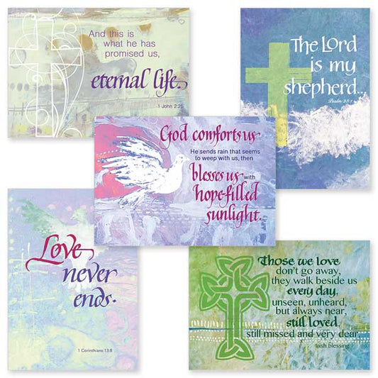 Express your sympathy and compassion with those who have lost a loved one with this collection of beautiful cards. Each features a Scriptural message of hope and consolation. 