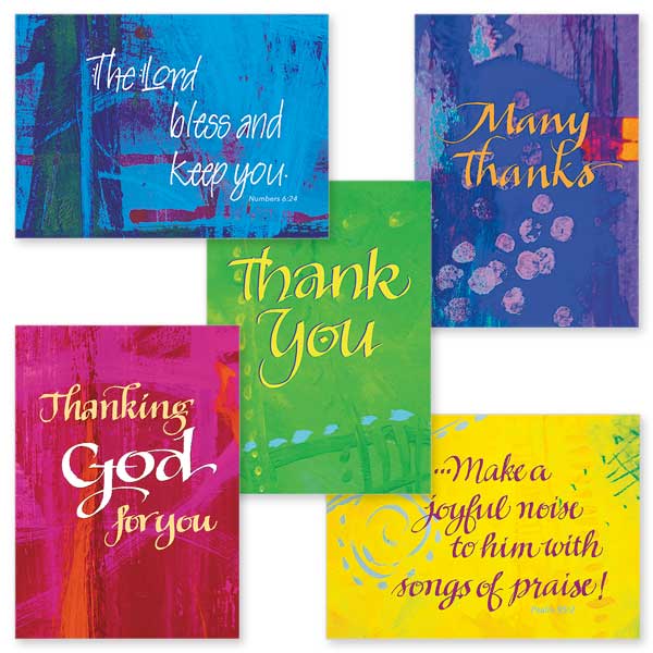 One each of five thank you cards with texts appropriate for a variety of common uses.