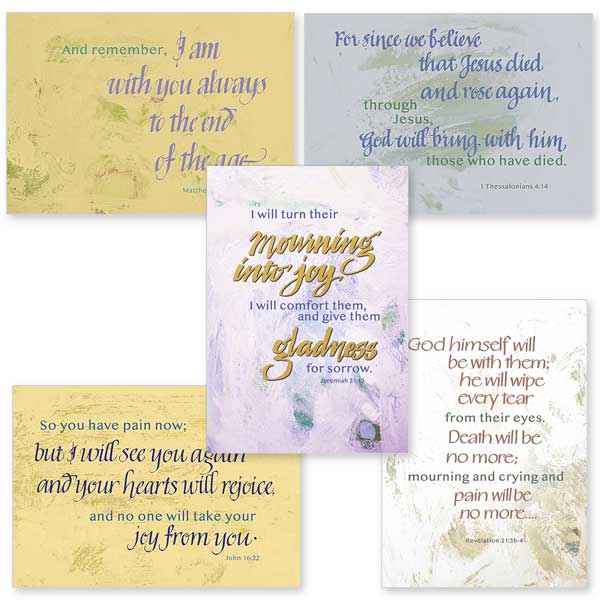 Covers feature Bible verses in beautiful calligraphy with accents of metallic ink.