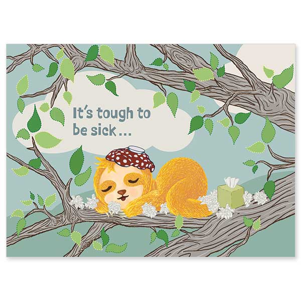 Fun, contemporary gender neutral get well card for kids