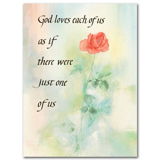 Share in celebrating God&rsquo;s gift of life for your family and friends. The cards measure 5.93&quot; by 4.38&quot;. Washy watercolor with red rose and left justified calligraphy. (vert.)