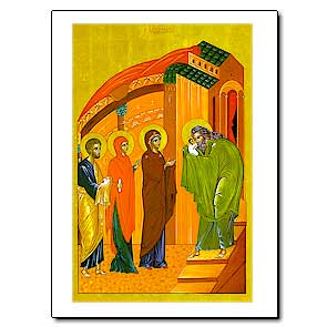 In &quot;The Presentation in the Temple&quot;, Joseph and Mary, following the law of Moses, bring their first-born child to the temple to consecrate Him to God. Simeon, guided by the Holy Spirit, recognizes that the tiny babe is the Messiah. The prophetess Anna joins the oracular event. (Luke 2:22-38)