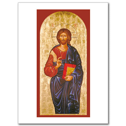 This magnificent three-quarter length portrait of Jesus occupies a permanent place above the Blessed Sacrament Altar in the church at Mount Angel Abbey.