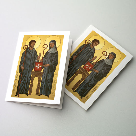 St. Scholastica and St. Benedict - Icon Greeting Card