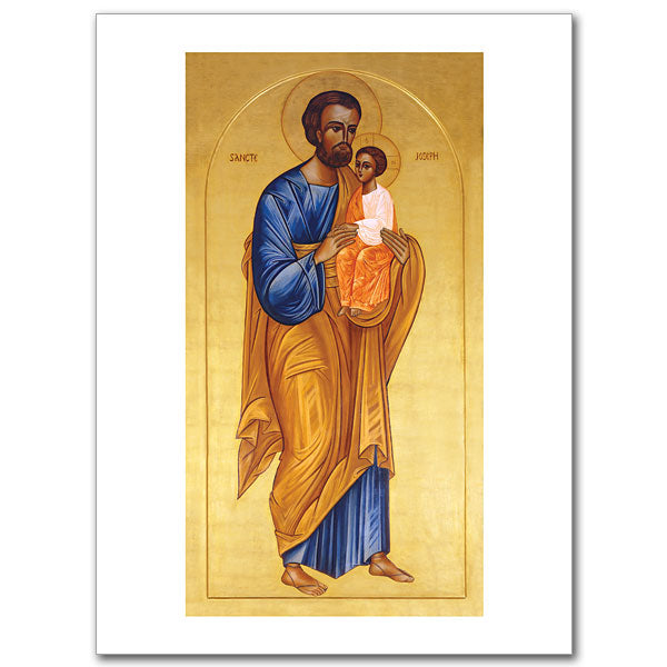 Our community commissioned this icon from Sister Marie-Paul to occupy the head of the left aisle in our Abbey Basilica. Devotion to Saint Joseph has always been strong among the monks of Conception Abbey. The example he set of faithful service and labor dovetails with the Benedictine model of &ldquo;ora et labora&quot; (&quot;pray and work&quot;).