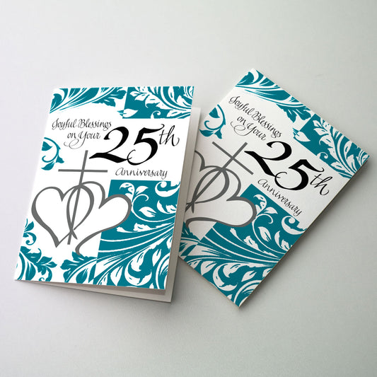 Teal floral background with calligraphy and hearts.