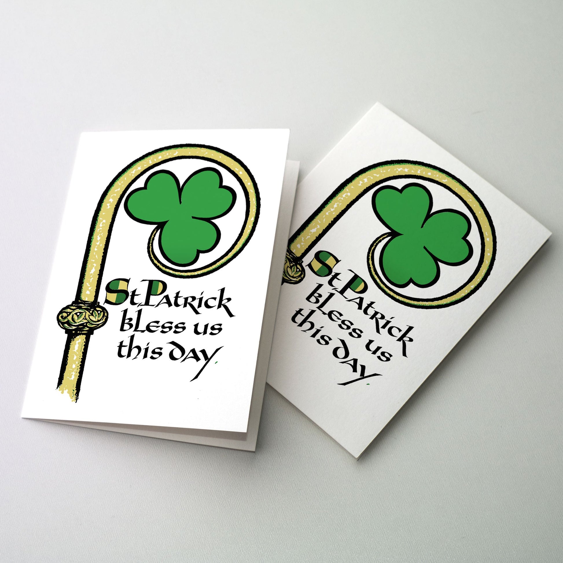 Golden Shamrock crosier with cover calligraphy