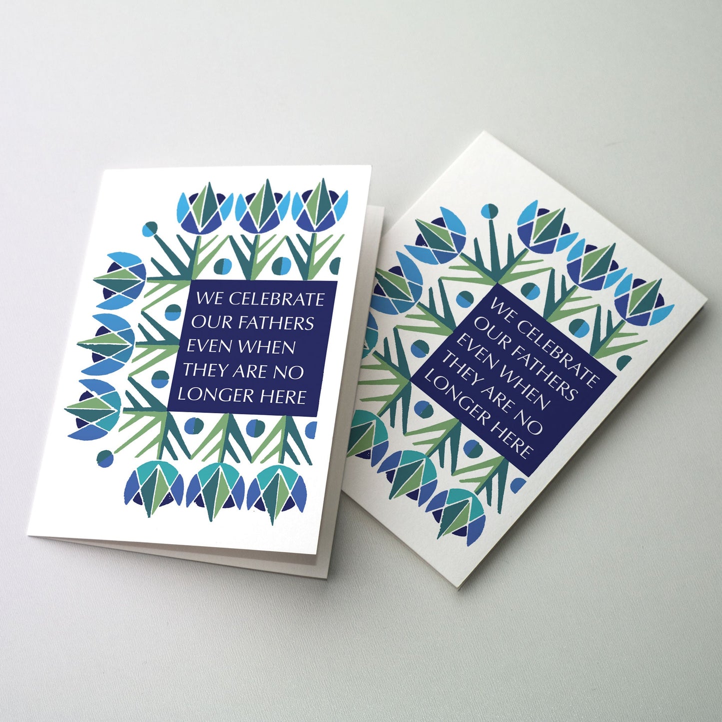 Masculine floral pattern with cover lettering. This Father&#39;s Day remembrance or sympathy card is intended to be given to a person whose father has died, who may find that Father&#39;s Day raises difficult or sad memories.