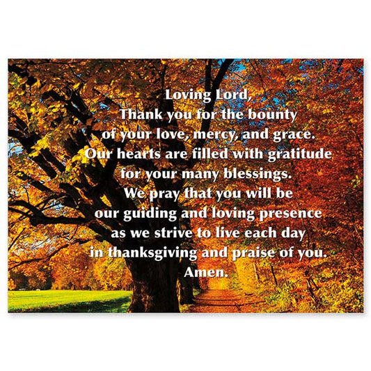 Photograph of autumn tree in its glory framing a Thanksgiving Prayer