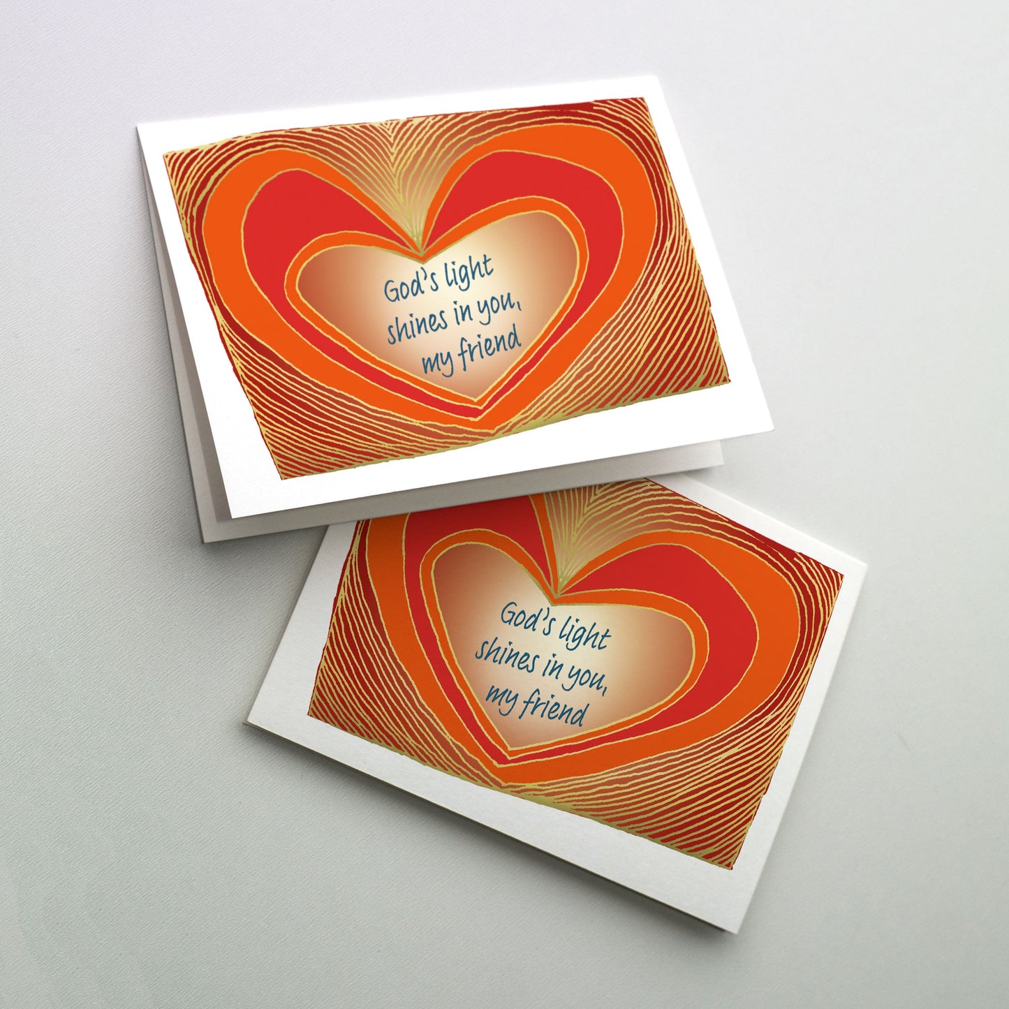 Red hearts with metallic gold linework framing center message
