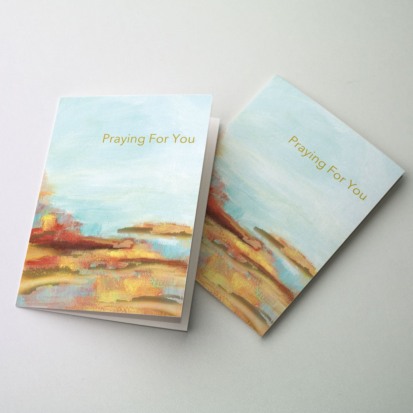A softly painted landscape expresses well the sentiment of this card.