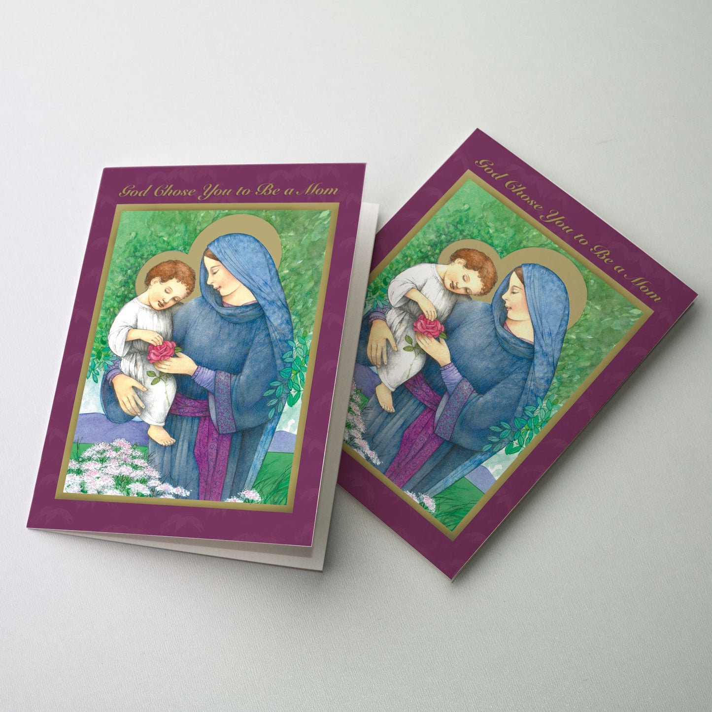 Send this Mother&#39;s Day card to a friend who is a mother. Mary, the mother of Jesus, is a role model for all Christian women, and especially for those called to the important vocation of motherhood. The cover art features a touching scene between the Christ Child and his Mother. 