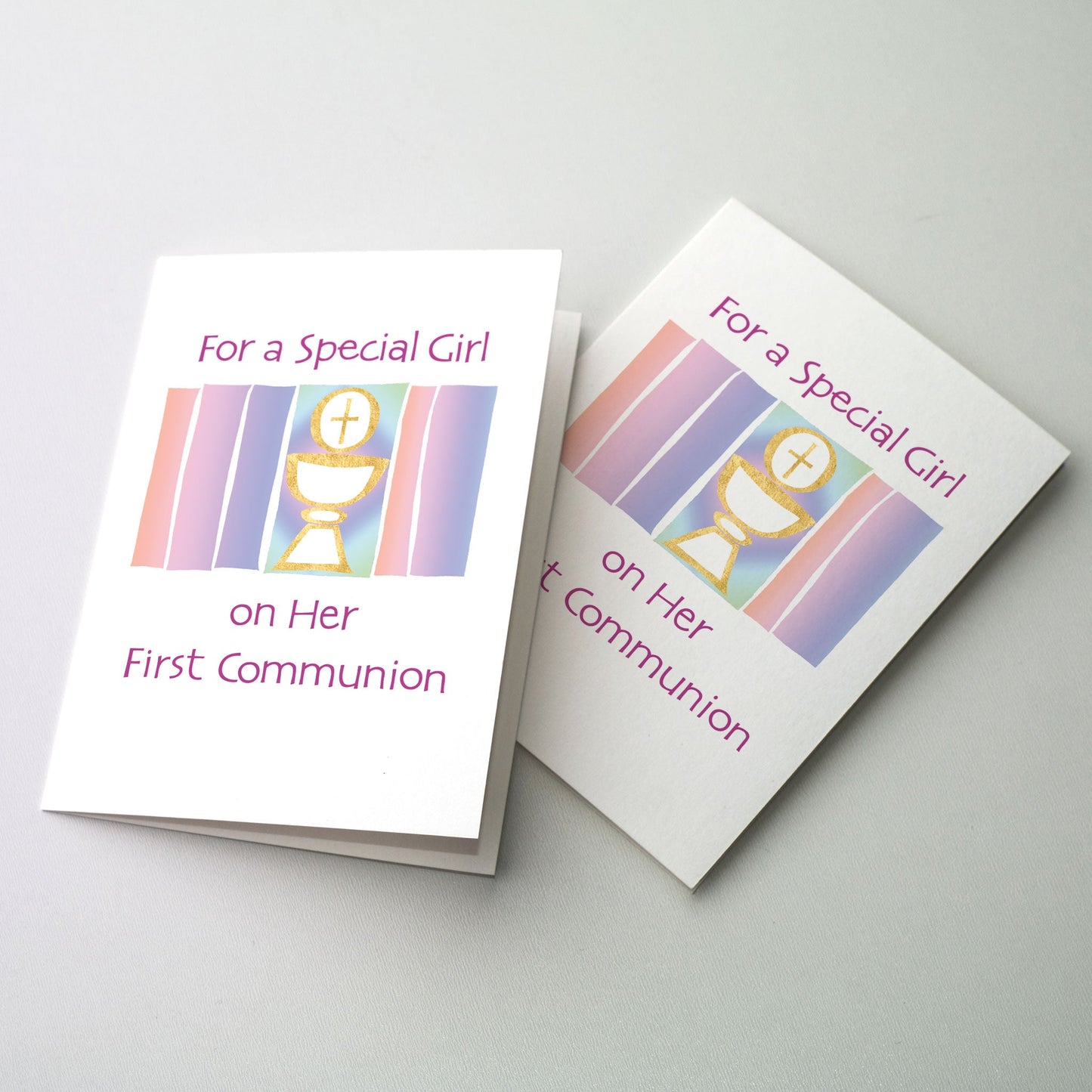 Rejoice with those receiving their First Communion. 5&quot; by 7&quot;.