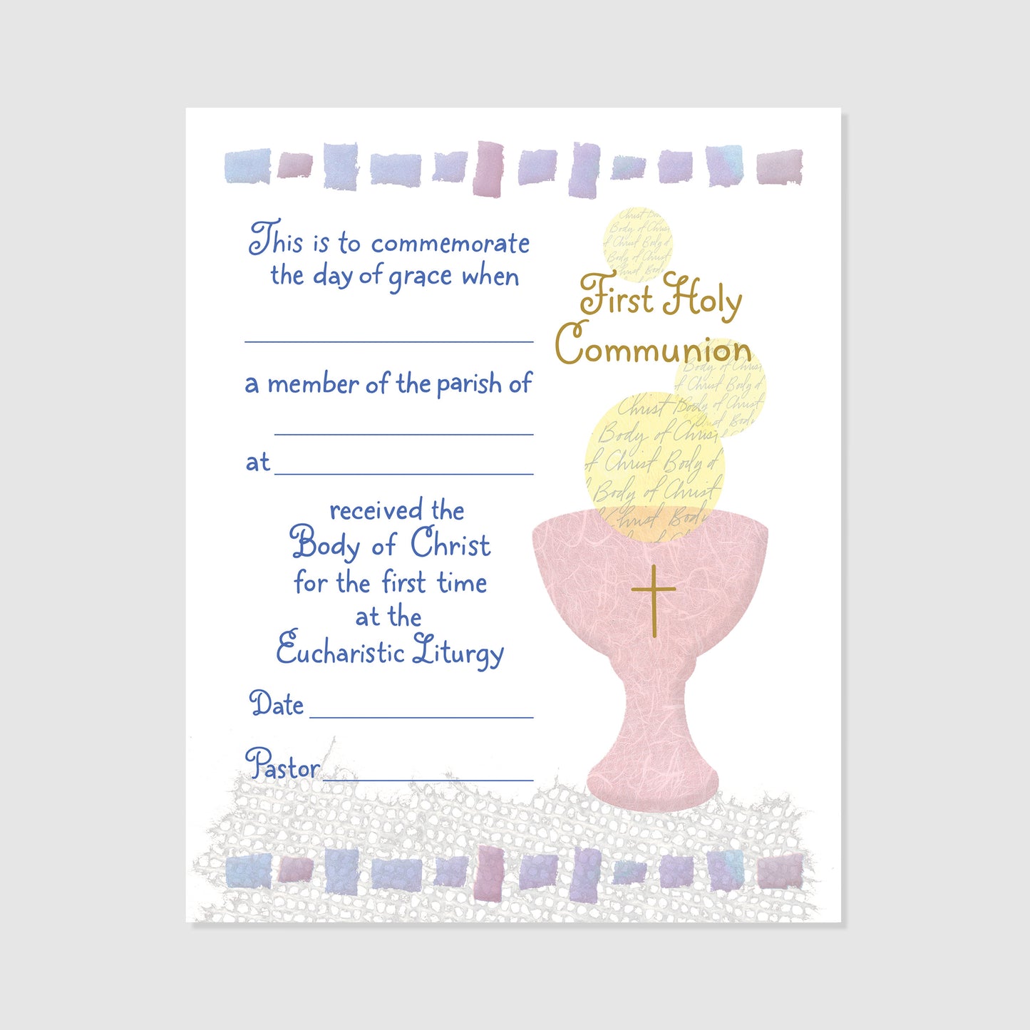 First Communion Certificate