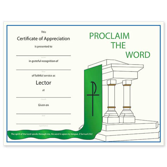 This certificate is a great way to show your church lectors you appreciate them for their service of proclaiming the Word to the people of God.