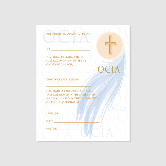 OCIA Profession of Faith Certificate