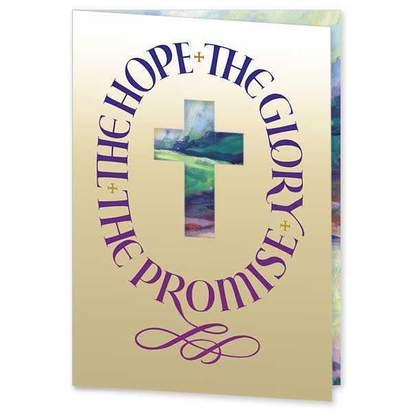 Features a die-cut cross on the cover, revealing the empty cross with a white cloth blowing in the breeze.
