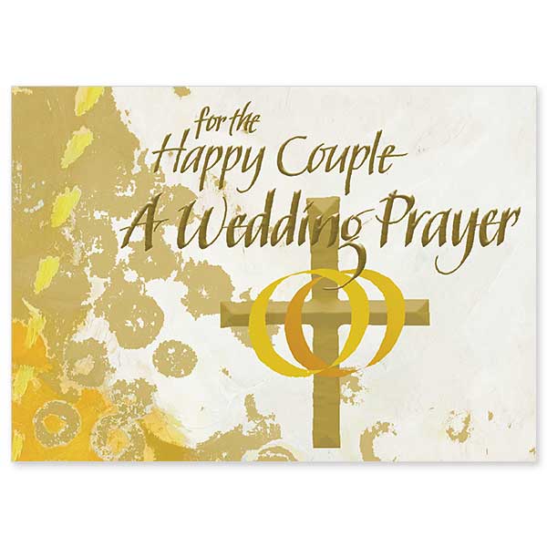 Golden yellow and white background set off the title and wedding symbol in gold metallic ink and foil