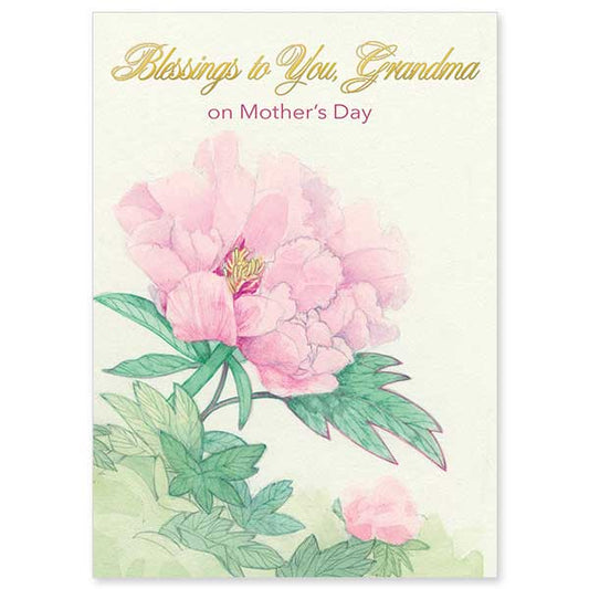 Pink watercolor peony blossom with cover text