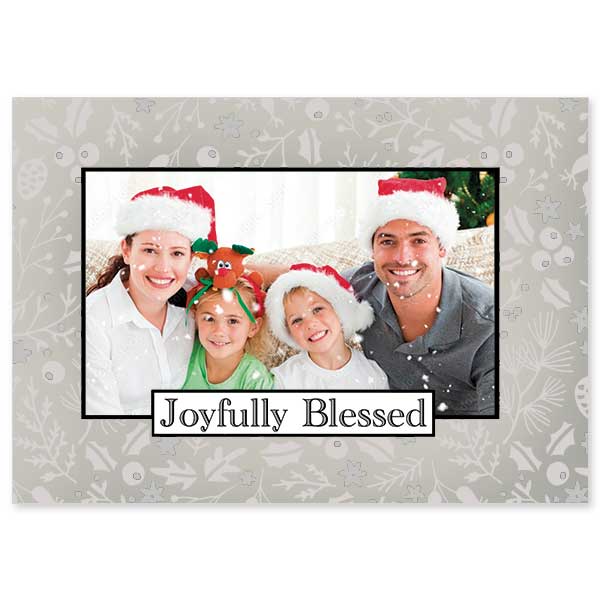 Silver bordered family photo card