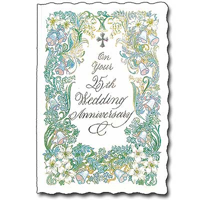 Foil embossed with foil-lined envelope) Rejoice with those celebrating wedding anniversaries. 5 1/2&quot; by 8&quot; (die-cut) extra.