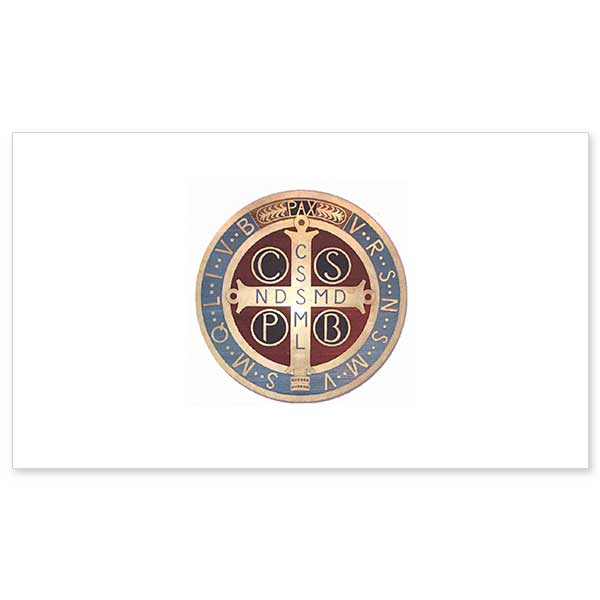 A cross dominates the center of the medal. The initial letters of a rhythmic Latin prayer appear on the arms of the cross: <em>Crux sacra sit mihi lux! Nunquam draco sit mihi dux!</em> (May the holy cross be my light! May the dragon never be my guide!). <br> The letters C S P B in the angles of the cross stand for <em>Crux Sancti Patris Benedicti</em> (The cross of our holy father Benedict). <br> The word <em>Pax, </em>which has been a motto of Benedictines for centuries, sits above the cr