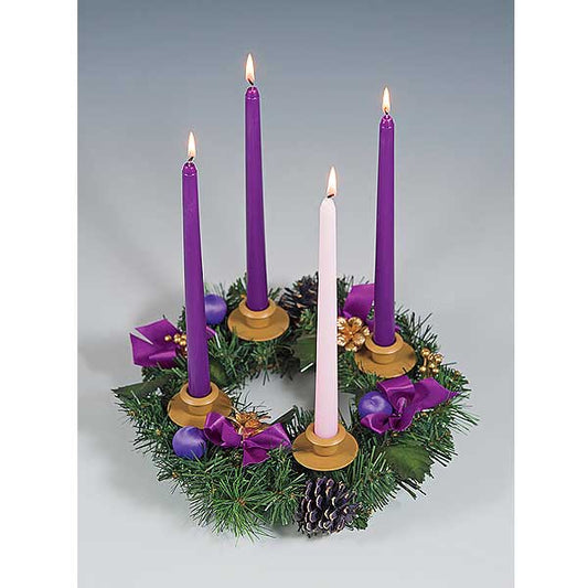 Majestic Purple With Gold advent Wreath With Traditional Candles