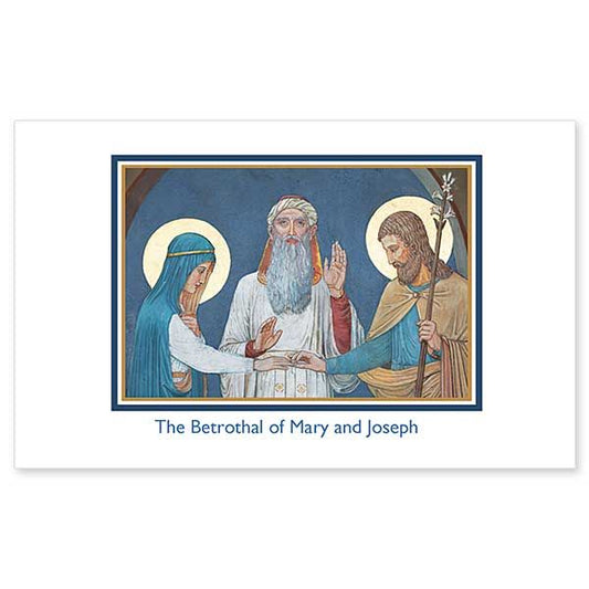 Beuronese mural of betrothal of Mary and Joseph, painted by a monk of Conception Abbey, the Basilica of the Immaculate Conception, Conception, Missouri.