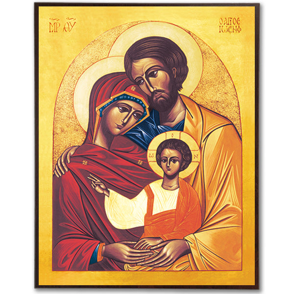 "The Holy Family" icon is beautifully painted in iconographic style, but the composition is from western rather than from eastern Christianity. The young Christ Emmanuel is surrounded in love by Mary and Joseph. The Holy Family serves as an example and a reminder of the importance of family in both human and divine existence.