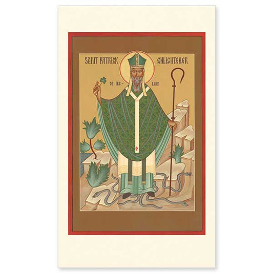 One of the West&rsquo;s most popular saints and the patron of the Irish, St. Patrick is a great witness to spiritual power and triumph over adversity. This icon contains traditional imagery associated with him done in an Eastern style. St. Patrick is called Enlightener (or apostle), because he was the greatest missionary to Ireland. A must have for those with Celtic ancestry, or for anyone with zeal for spreading the Gospel.
