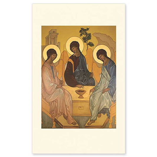 This traditional image of &ldquo;The Old Testament Trinity&quot;, originally painted by Andrei Rublev in 1425, shows us the three visitors to Abraham and Sarah described in Genesis 18. Orthodox tradition identifies the three visitors with the three persons of the Trinity.