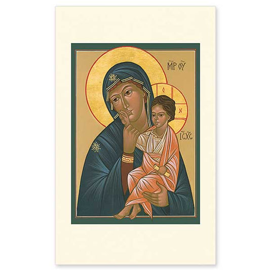 This very warm and appealing madonna and child was painted by Sr. Mary Charles in the style of the original from the Vatopedi Monastery on Mount Athos in Greece.