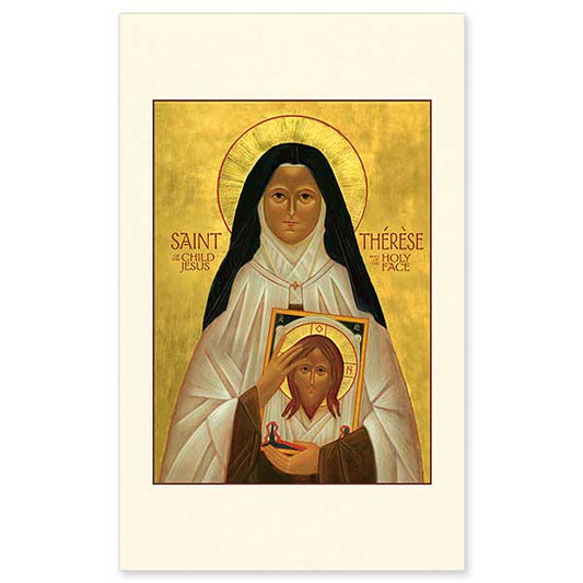 Saint Th&eacute;r&egrave;se of the Child Jesus and of the Holy Face continues to captivate and guide hearts at the beginning of the Third Millennium. Her humility and confidence, her complete abandonment to God opened her to His gifts of deep love, wisdom and spiritual maturity. She has now been given the title of Doctor of the Church. In this image by Sr. Mary Grace, O.S.C., St. Th&eacute;r&egrave;se is shown holding the icon of the Holy Face. Her gesture is one that expresses her intense love for the pe