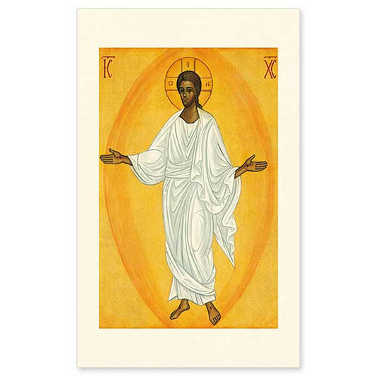 Christ appears before us in this beautiful icon in a robe of brilliant white, recalling the robes worn by the righteous in John&rsquo;s Revelation. The Lord&rsquo;s arms are opened wide in a gesture of welcome but also displaying the wounds of His crucifixion. Jesus invites us to share in His new life by donning white robes of baptism, the ancient symbol of membership in His church.