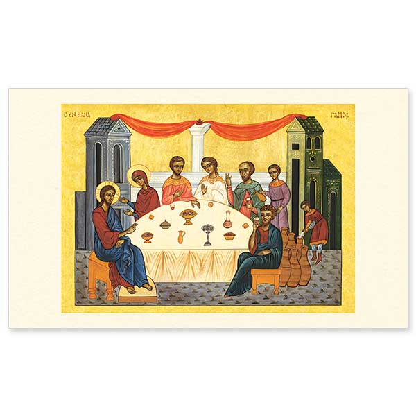 What a beautiful and thoughtful gift for a wedding or anniversary! This wonderful icon depicts Christ&rsquo;s first public miracle, the changing of water into wine at the request of His mother, as described in the Gospel of John (2:1-11).