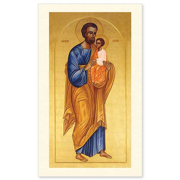 Our community commissioned this icon from Sister Marie-Paul to occupy the head of the left aisle in our Abbey Basilica. Devotion to Saint Joseph has always been strong among the monks of Conception Abbey. The example he set of faithful service and labor dovetails with the Benedictine motto of &ldquo;ora et labora&quot; (&quot;pray and work&quot;).