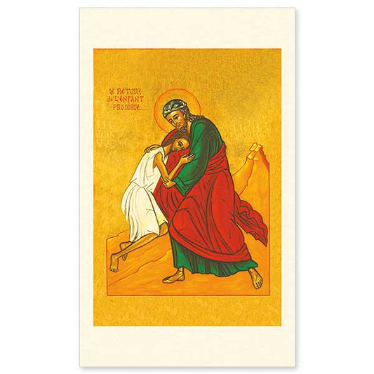 This icon recounts Jesus&#39; parable from Luke&rsquo;s Gospel 15:11-32, commonly called the Prodigal Son. Here we observe the moment when son who squandered his inheritance has returned in shame only to be embraced by his father. This is an original design by Sr. Marie Paul, but is a familiar depiction in Western art. It is a wonderful aid for meditating on God&rsquo;s infinite mercy.