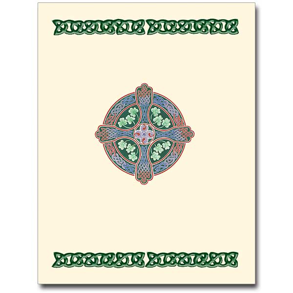 These Celtic cross notes are printed on quality ivory paper, embossed with green or gold foil and include matching envelopes. They are single fold with the inside blank for your message. Packaged in attractive gold boxes.