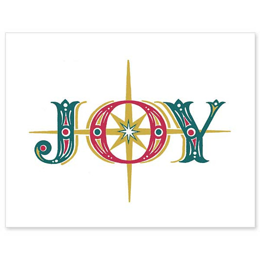 JOY with Christmas Star. Vintage calligraphy from the Printery House Heritage Collection by artist William Cladek.