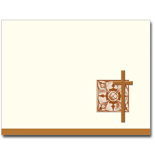 These distinctive Christian notes are printed on a beautiful ivory colored stock with vellum finish and come with matching envelopes. This collection features an embossed foil cross with four different background designs and four foil colors. Ideal for a quick &quot;hello&quot; or &quot;thank you,&quot; these cards are also perfect for custom invitations or as a gift idea. Notes are 4 1/4&quot; x 5 1/2&quot; and blank inside for your message. They are packaged in a gold gift box.