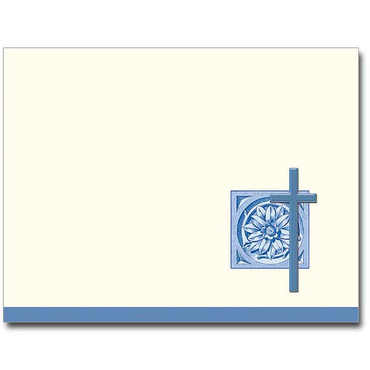 These distinctive Christian notes are printed on a beautiful ivory colored stock with vellum finish and come with matching envelopes. This collection features an embossed foil cross with four different background designs and four foil colors. Ideal for a quick &quot;hello&quot; or &quot;thank you,&quot; these cards are also perfect for custom invitations or as a gift idea. Notes are blank inside for your message. They are packaged in a gold gift box.