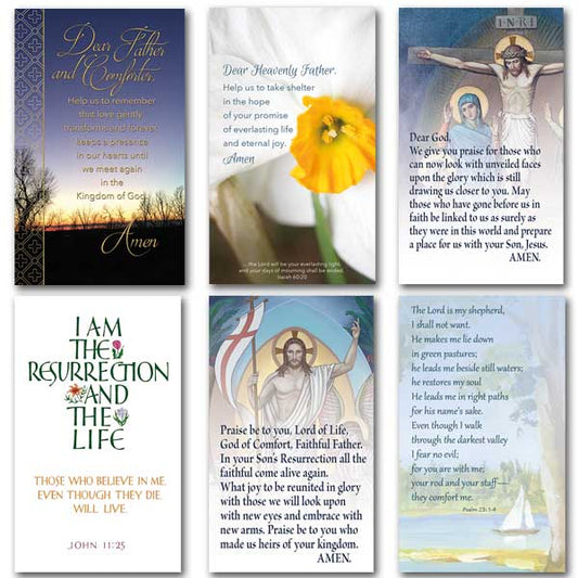 Variety pack of 6 Sympathy Prayer Cards