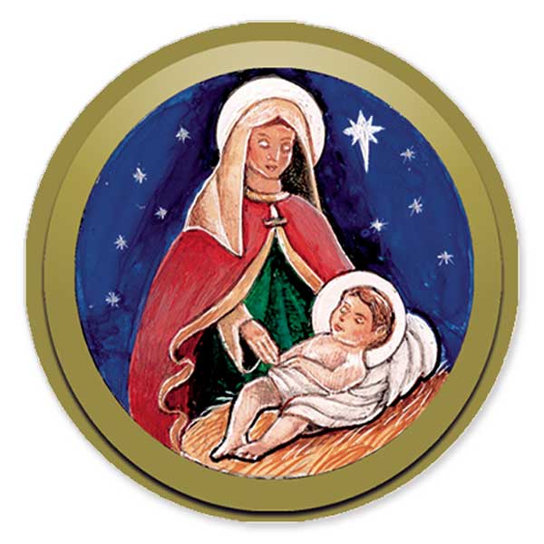 Mary holding Jesus -Envelope seal to coordinate with CR2117. 30 per sheet.