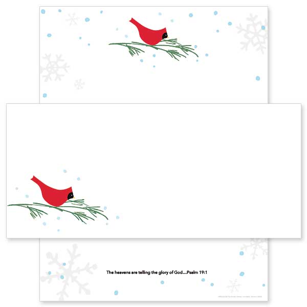 Cardinal On Branch Christmas Stationery Set