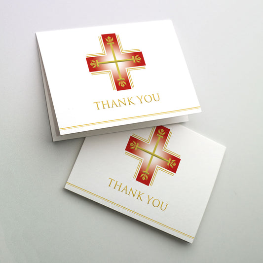 Red and Gold Cross - Thank You Note